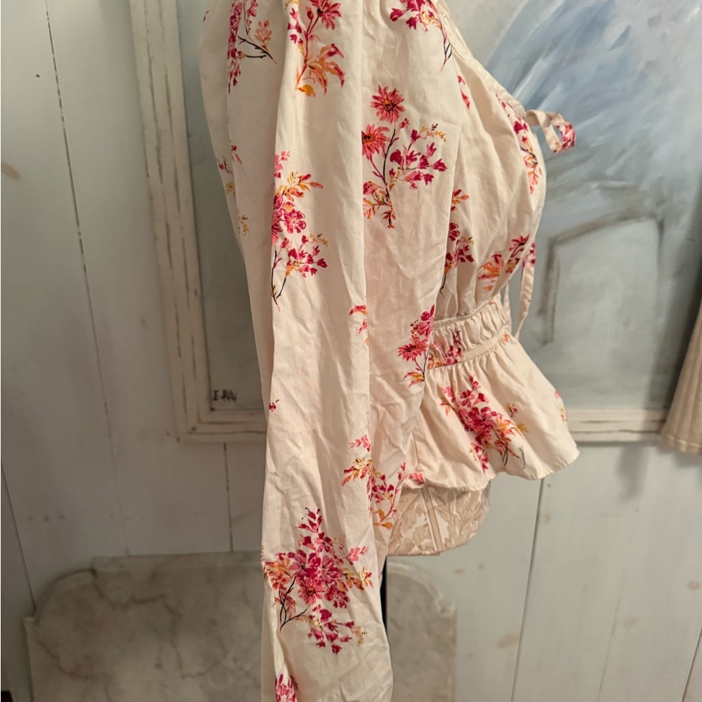 Free People Cream and Pink Floral Blouse - Picture 6 of 8
